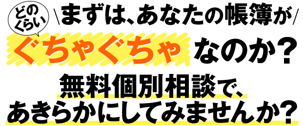 まずは、あなたの帳簿がどのくらいぐちゃぐちゃなのか無料個別相談で、明らかにしてみませんか？